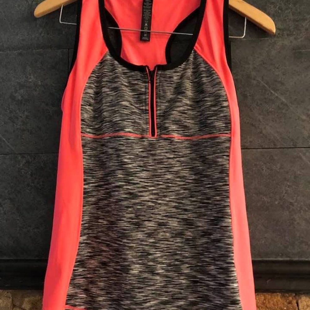 RBX Front Zipper  Workout Tank Built-in Shelf Bra